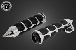 スパイクエンドグリップ　スロットルアシスト付き(1インチ専用)メッキ