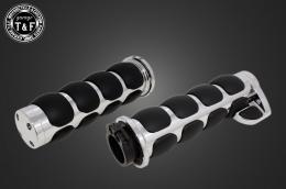 フラットエンドグリップ　スロットルアシスト付き(1インチ専用)メッキ