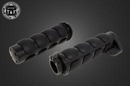 フラットエンドグリップ　スロットルアシスト付き(1インチ専用)ブラック