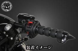スパイクエンドグリップ　スロットルアシスト付き(1インチ専用)ブラック