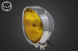 5.5インチバイザーヘッドライト(メッキ)イエローレンズ仕様+各種ステーSET