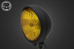 5.5インチバイザーヘッドライト(マットブラック)イエローレンズ仕様+各種ステーSET