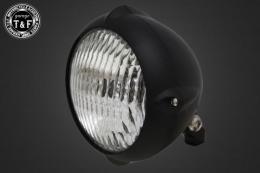 5.75インチビンテージヘッドライト(オールマットブラック)クラシックレンズ仕様(クリアー)+各種ステーSET