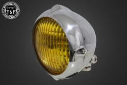 4.5インチビンテージヘッドライト(オールポリッシュ)クラシックレンズ仕様(イエロー)+各種ステーSET