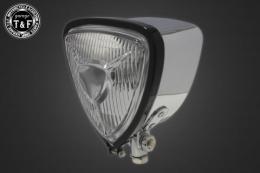 トライアングルヘッドライト(ブラックリム/メッキボディ)クリアーレンズ仕様+各種ステーSET