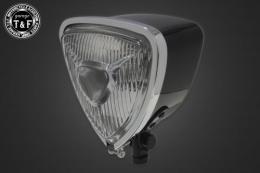 トライアングルヘッドライト(メッキリム/ブラックボディ)クリアーレンズ仕様+各種ステーSET