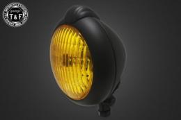 4.5インチユニティタイプヘッドライト(オールマットブラック)イエローレンズ仕様+各種ステーSET