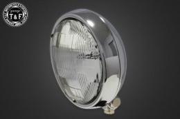 5.75インチプレートヘッドライト(オールメッキ)クリアーレンズ仕様+各種ステーSET