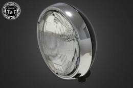 5.75インチプレートヘッドライト(メッキリム/ブラックボディ)クリアーレンズ仕様+各種ステーSET