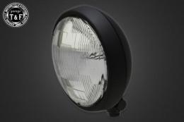 5.75インチプレートヘッドライト(オールマットブラック)クリアーレンズ仕様+各種ステーSET