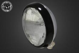 5.75インチプレートヘッドライト(ブラックリム/メッキボディ)クリアーレンズ仕様+各種ステーSET