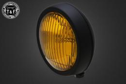 4.5インチプレートヘッドライト(オールマットブラック)イエローレンズ仕様+各種ステーSET