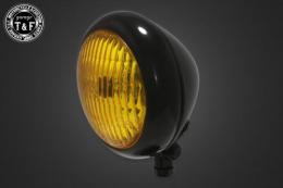 4.5インチトラクターヘッドライト(オールブラック)イエローレンズ仕様+各種ステーSET