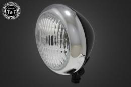 4.5インチトラクターヘッドライト(メッキリム/ブラックボディ)クリアーレンズ仕様+各種ステーSET