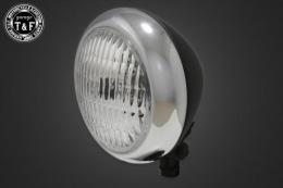 4.5インチトラクターヘッドライト(メッキリム/マットブラックボディ)クリアーレンズ仕様+各種ステーSET