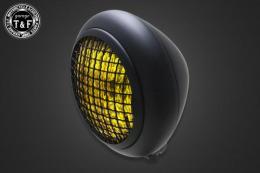 5.75インチグリルトラクターヘッドライト(マットブラック)イエローレンズ仕様+各種ステーSET