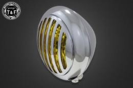 5.75インチマスクドトラクターヘッドライト(メッキ)イエローレンズ仕様+各種ステーSET