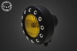 4.5インチドリルドヘッドライト(マットブラック)イエローレンズ仕様+各種ステーSET