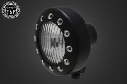 4.5インチドリルドヘッドライト(マットブラック)クリアーレンズ仕様+各種ステーSET