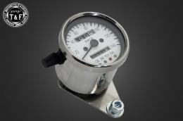 ドラッグスター400　機械式ミニスピードメーター(ホワイト)インジケーター内蔵(VH01J/後期)専用カプラー付き