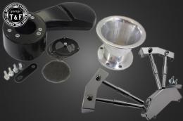 スティード400　ファンネル(ポリッシュ)&プッシュロッドカバーSET