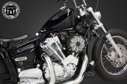 ドラッグスター250　ラグジュアリータイフーン(コントラスト)&プッシュロッドカバー(メッキ)SET