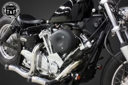 ドラッグスター250　ティアドロップ(ブラック)&プッシュロッドカバー(メッキ)SET