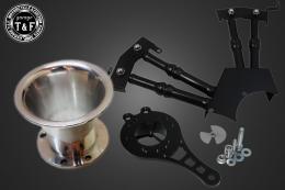 ドラッグスター250　ファンネル(ポリッシュ)&プッシュロッドカバー(ブラック)SET