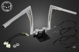 レブル250(2017〜2019年)ABS非搭載モデル　極太バットマンハンドル　12インチ(メッキ)&ワイヤーセット