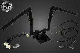 レブル250(2017〜2019年)ABS搭載モデル　極太バットマンハンドル　12インチ(ブラック)&ワイヤーセット