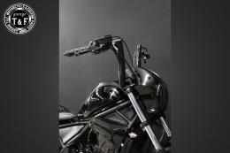 レブル250(2017〜2019年)ABS非搭載モデル　極太バットマンハンドル　12インチ(ブラック)&ワイヤーセット